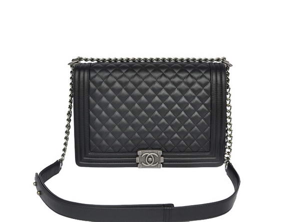 7A Chanel A67087 Black Calfskin Leather Le Boy Flap Shoulder Bag Online